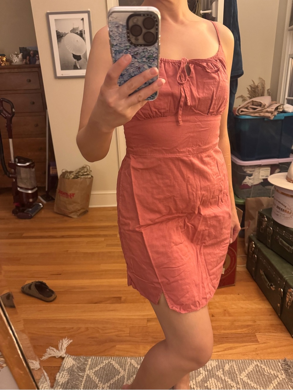Abercrombie & Fitch Coral Tie-Front Mini Dress